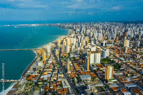 Skyline of Fortaleza city beach. Ceara, Brazil. Aerial view.  photo