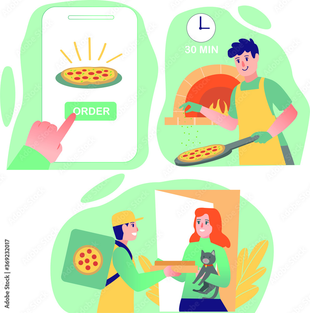 Online food order step by step illustration
