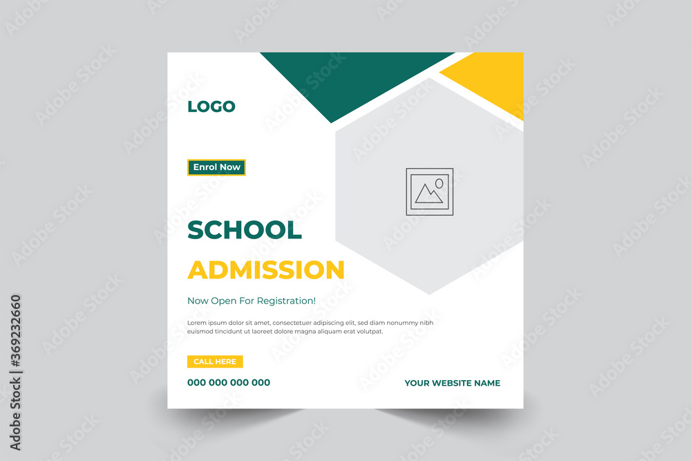 Admission banner post template for school, college, university, coaching center vector template design Admission banner post template for school, college, university, coaching center vector template design