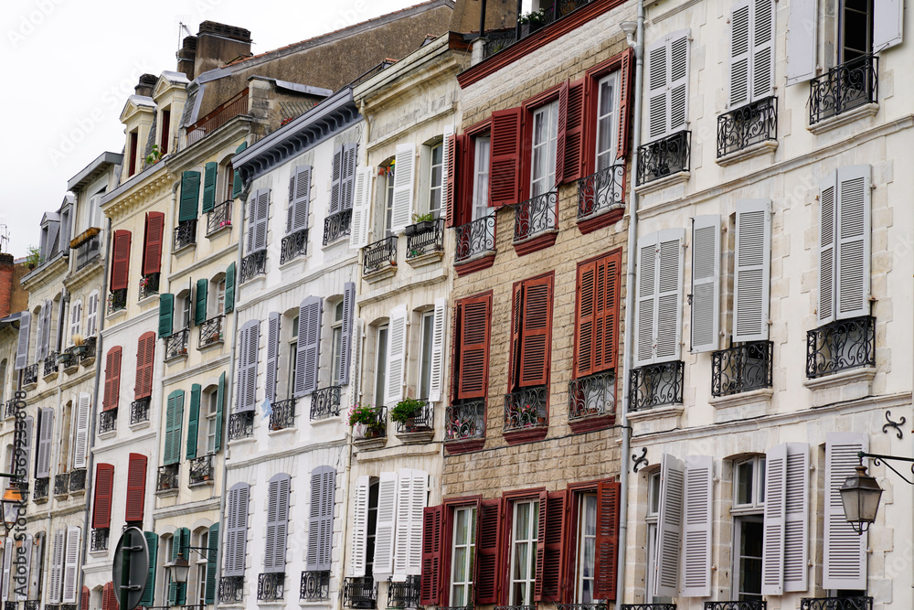 Old buildings in bask Bayonne town in basque country in France Aquitaine