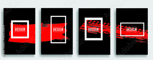 Vintage Set Of Different Grunge Textured Brochures . Black and White Patterns in Grungy Style .