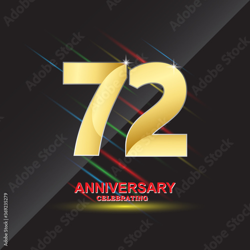 72 anniversary logo vector template. Design for banner, greeting cards or print