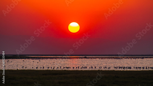 sunset over the lake
