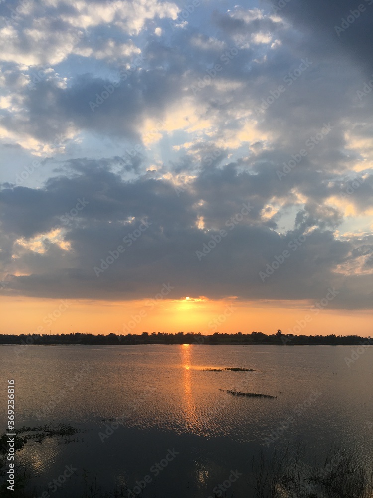 sunset over the river