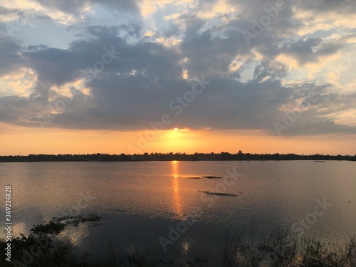 sunset over the river