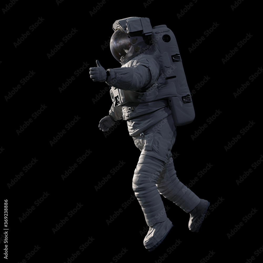 astronaut showing thumbs up during spacewalk, isolated on black background astronaut showing thumbs up during spacewalk, isolated on black background