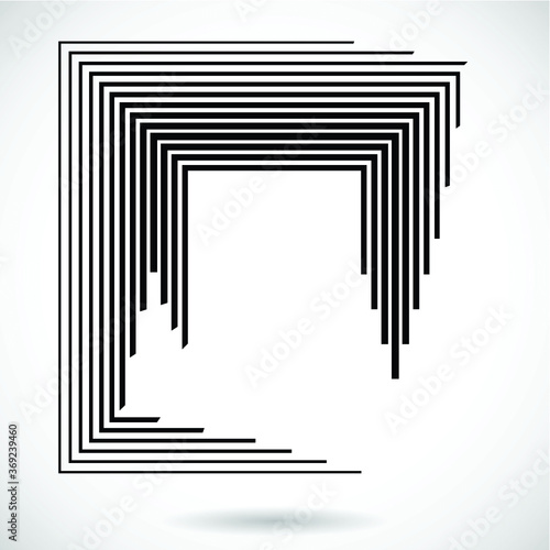 Rectangle Logo with lines.Square unusual icon Design .frame with Vector stripes .