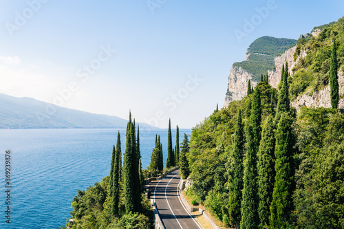 Obraz na płótnie Della Forra road over blue lake Garda, Lombardy, Northern Italy w salonie
