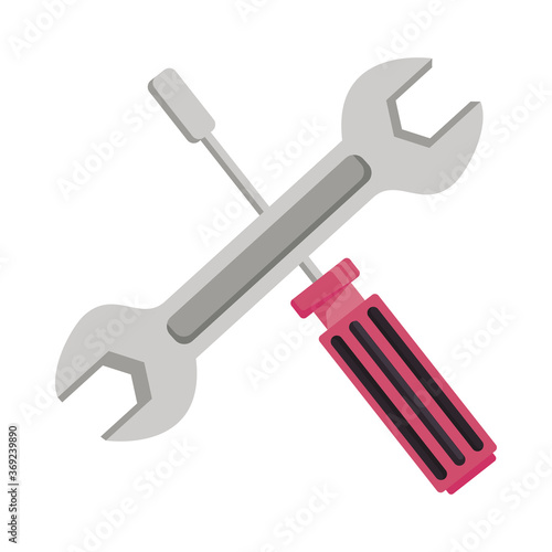 Fotografia wrench key and screwdriver tools crossed
