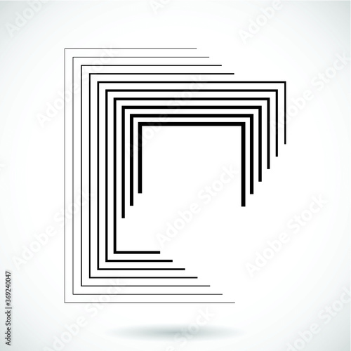 Rectangle Logo with lines.Square unusual icon Design .frame with Vector stripes 