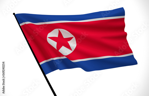 North Korea Flag, Wavy Fabric Flag, North Korea, 3D Render