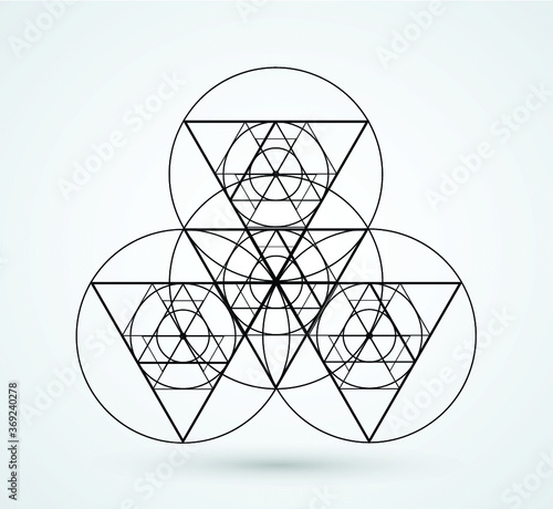 Triangles and circles Design element . Triangular Logo . Vector Lines, low poly object, trigonometry shape. Sacred geometry.