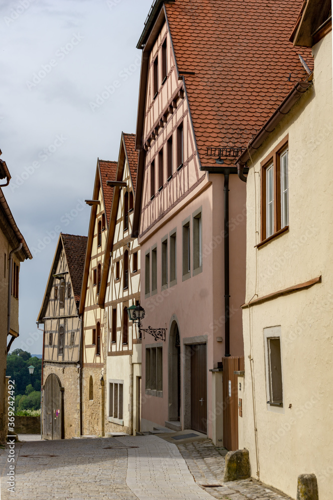 historic buildings in the old city center of Rotheburg ob der Tauber