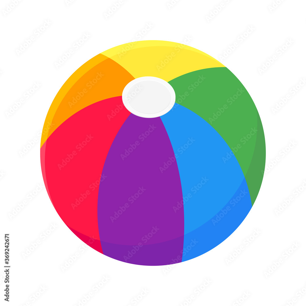 Beach ball flat style design vector illustration icon sign isolated on white background. Retro styled inflatable toy for summer games or holidays. Beach ball flat style design vector illustration icon sign isolated on white background. Retro styled inflatable toy for summer games or holidays.