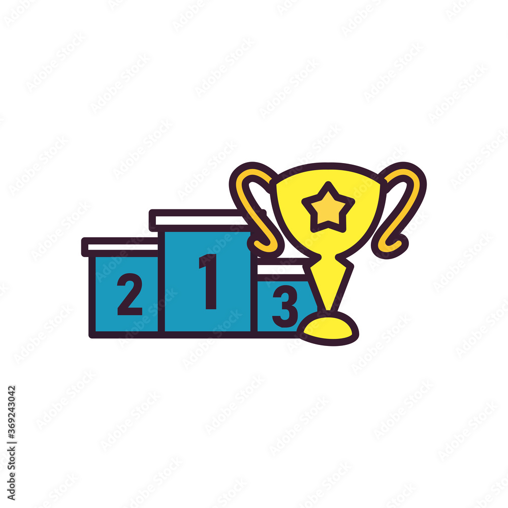 trophy and podium line and fill style icon vector design trophy and podium line and fill style icon vector design