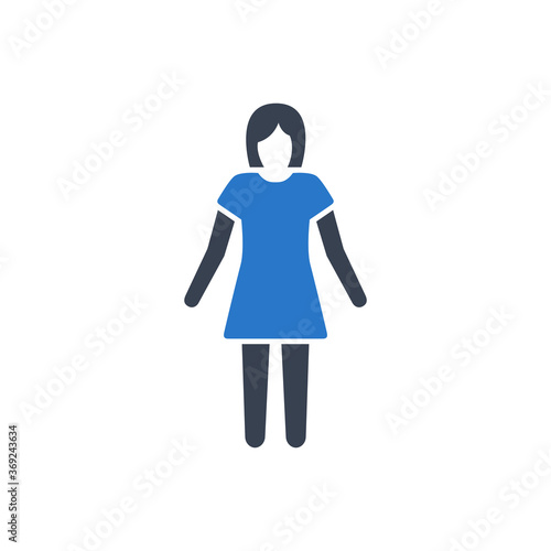 Woman wearing dress vector icon illustration on white background