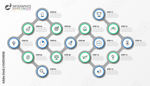 Infographic design template. Timeline concept with 17 steps photo