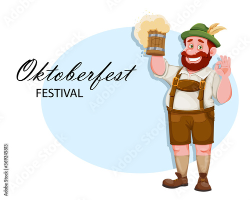 Man in Bavarian clothes. Beer festival Oktoberfest