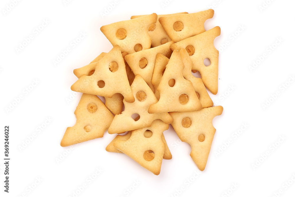Cheese crackers, isolated on white background Cheese crackers, isolated on white background