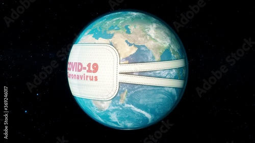World medical concept. Planet Earth with face mask protect