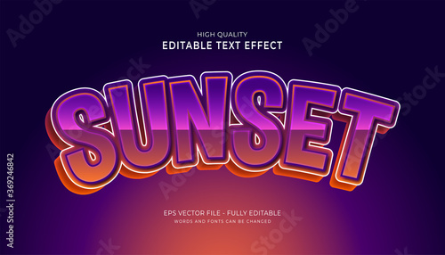 sunset text style effect.editable font effect.