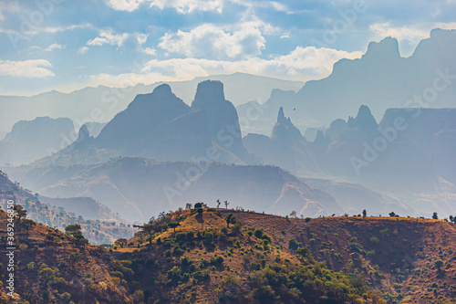 Breathtaking landscape view of the Simien Mountains National Park, Ethiopia photo