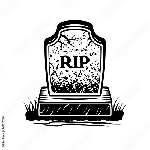Grave with inscription rip vector graphic object