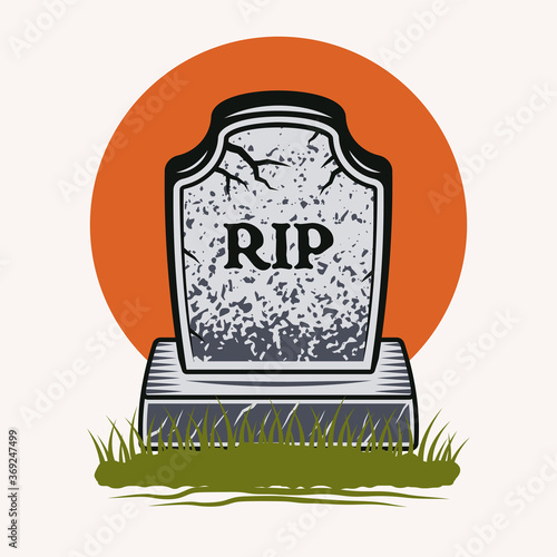 Grave with text rip colorful vector illustration