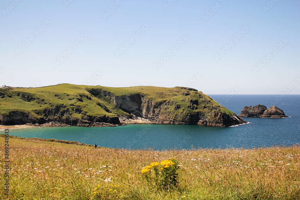 Beautiful sea and mountain view in North Cornwall. Tintagel Beautiful sea and mountain view in North Cornwall. Tintagel