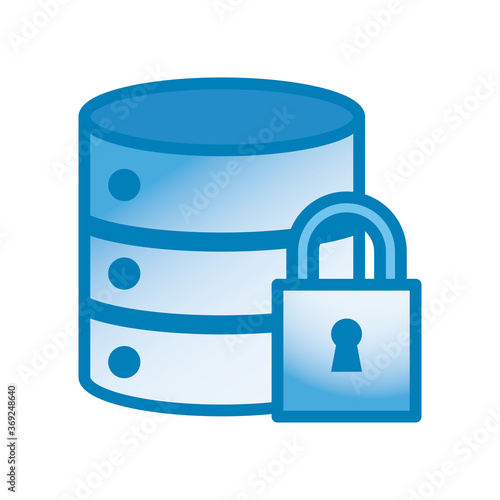 web hosting with padlock line and gradient style icon vector design