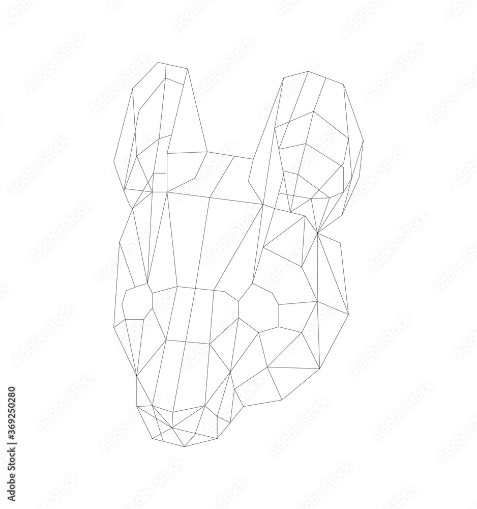 Naklejka premium simple line vector polygone art of mouse head