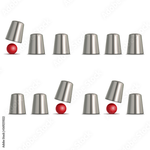 Realistic 3d Detailed Shell Game Set. Vector