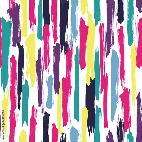 Seamless vector pattern made by hand drawn paint strokes. Bright vivid colors. 