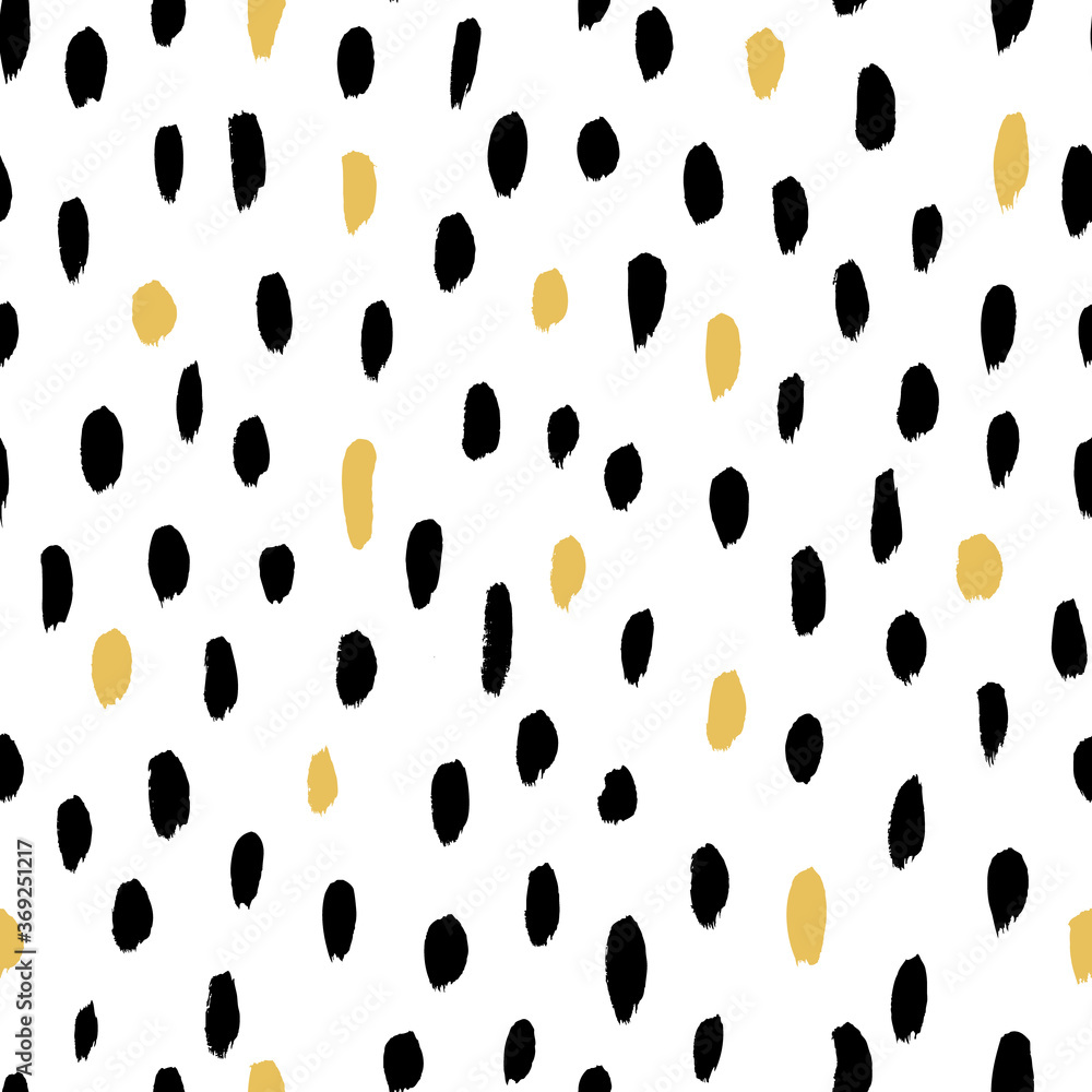 Seamless vector pattern. Hand drawn black and yellow paint strokes. 
