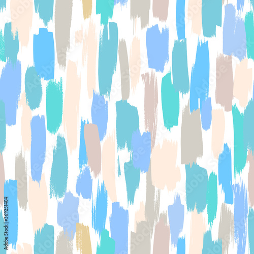 Seamless vector pattern made by hand drawn paint strokes. Light blue and beige shades wallpaper. 