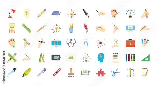 Art and design line and fill style icon set vector design