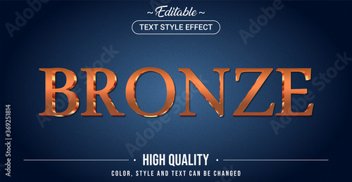 Editable text style effect - Bronze color theme style.
