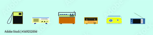 set of vintage radio transistor icon on blue background