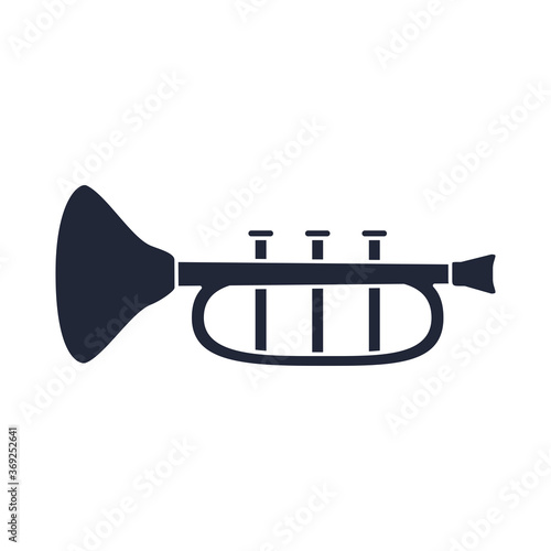 cartoon trumpet instrument toy object for small children to play, silhouette style icon