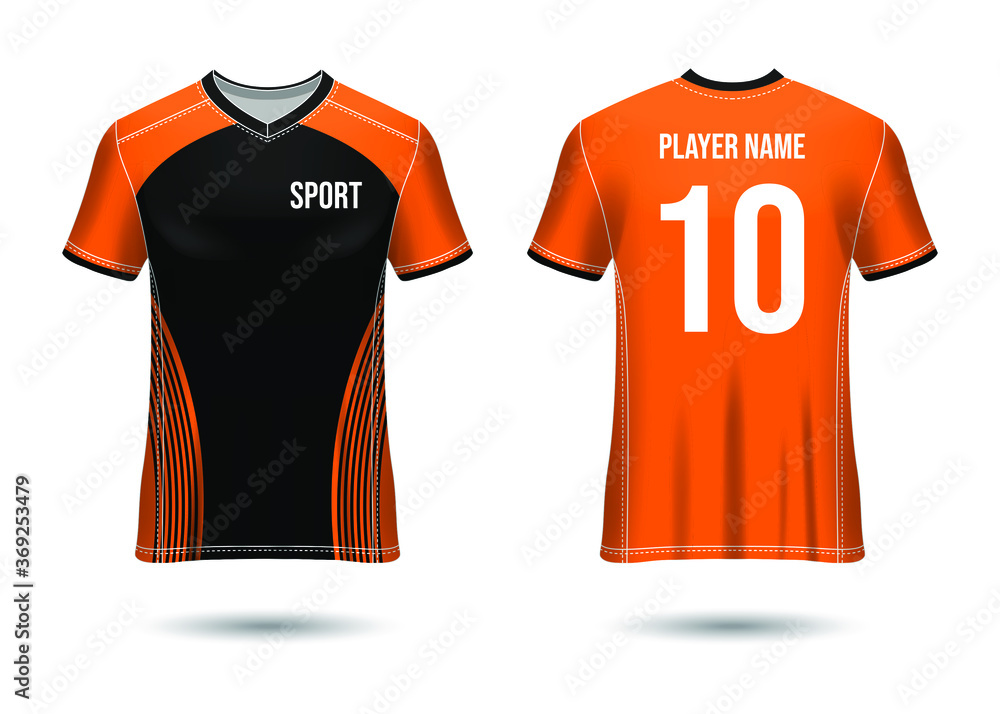 Premium Vector  Orange soccer jersey front and back template