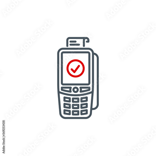 mobile app icon online contactless payment by credit debit card via the bank terminal banner isolated on white. outline payment method symbol. Quality element Acquiring payment with editable Stroke