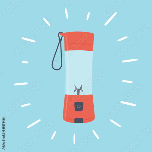 Portable blender for smoothies and mixed drink. Hand drawn vector illustration