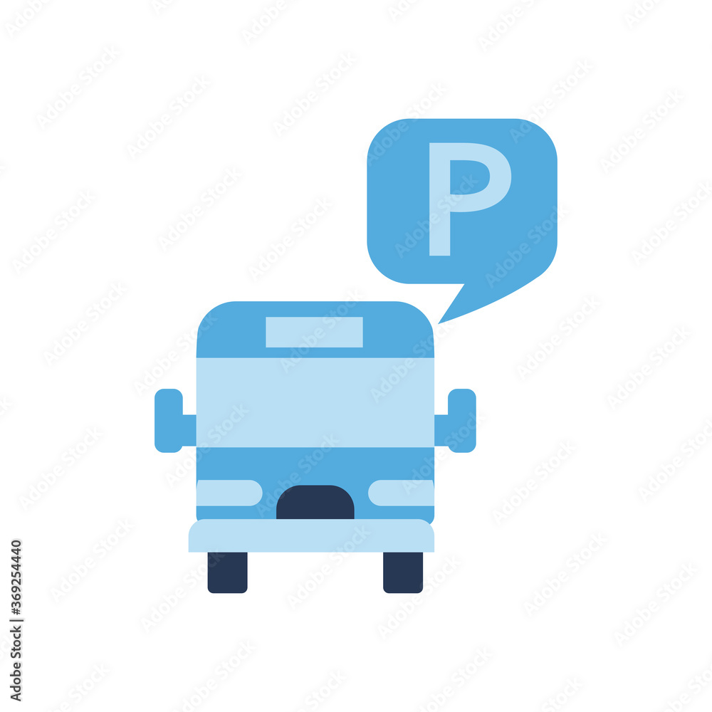 parking bubble and bus flat style icon vector design parking bubble and bus flat style icon vector design
