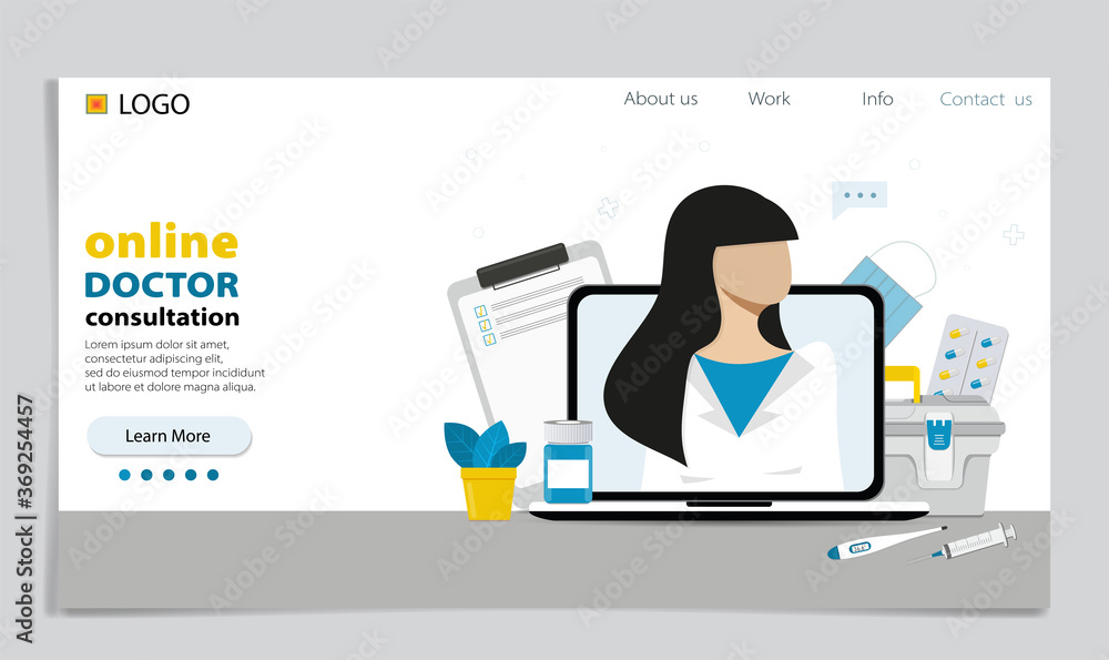 Online doctor concept. Expert advice via your computer. Flat modern vector illustration concept good for banners or landing page. Online doctor concept. Expert advice via your computer. Flat modern vector illustration concept good for banners or landing page.