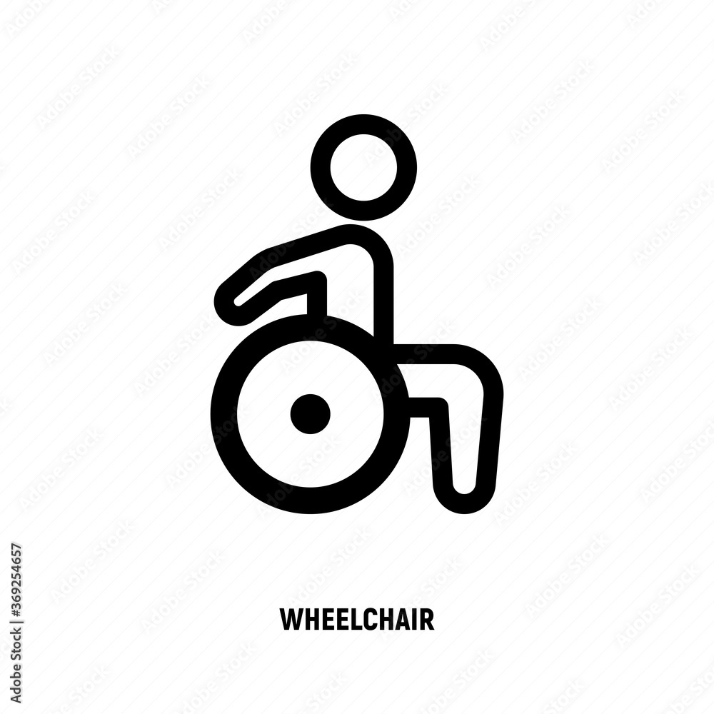 Thin line icon of disabled in wheelchair. Vector illustration. Thin line icon of disabled in wheelchair. Vector illustration.