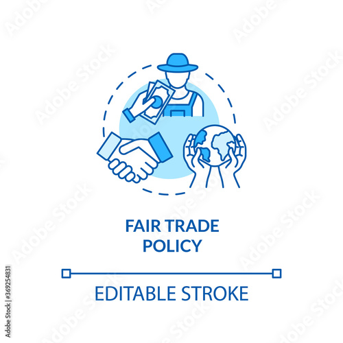 Fair trade policy turquoise concept icon. Professional partnership and networking. Responsible business idea thin line illustration. Vector isolated outline RGB color drawing. Editable stroke