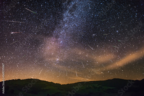 meteor shower Perseus with the Milky Way