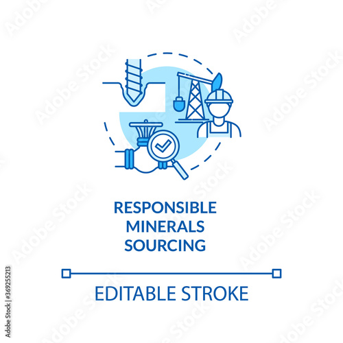 Responsible minerals sourcing turquoise concept icon. Industrial production. Ethical manufacturer idea thin line illustration. Vector isolated outline RGB color drawing. Editable stroke