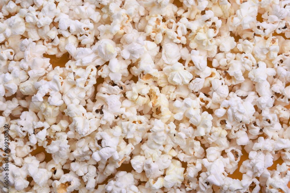 Popcorn background top view close up Popcorn background top view close up