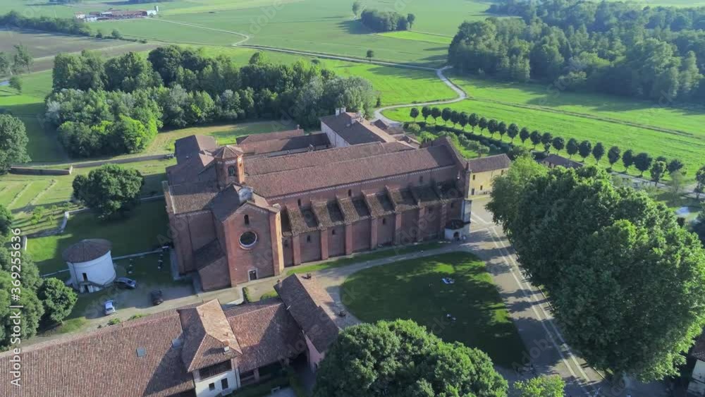 Aerial view of Abbazia di Morimondo (Morimondo Abbey), Italy Aerial view of Abbazia di Morimondo (Morimondo Abbey), Italy